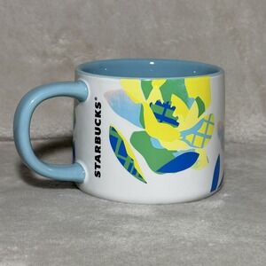 Starbucks 14 oz Collectible Mug Floral Coffee‎ Ceramic Yellow Blue 2023 Easter
